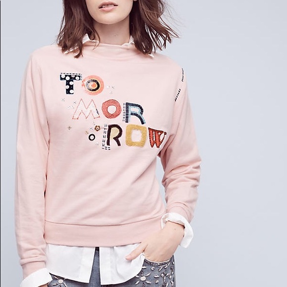 Anthropologie Tops - Anthro Postage StampTomorrow Sweatshirt, Pink - M
